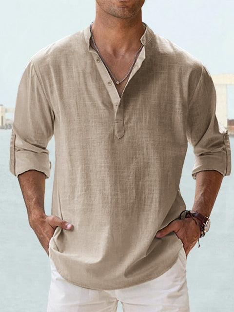 Chemise décontractée à manches longues et boutons pour homme