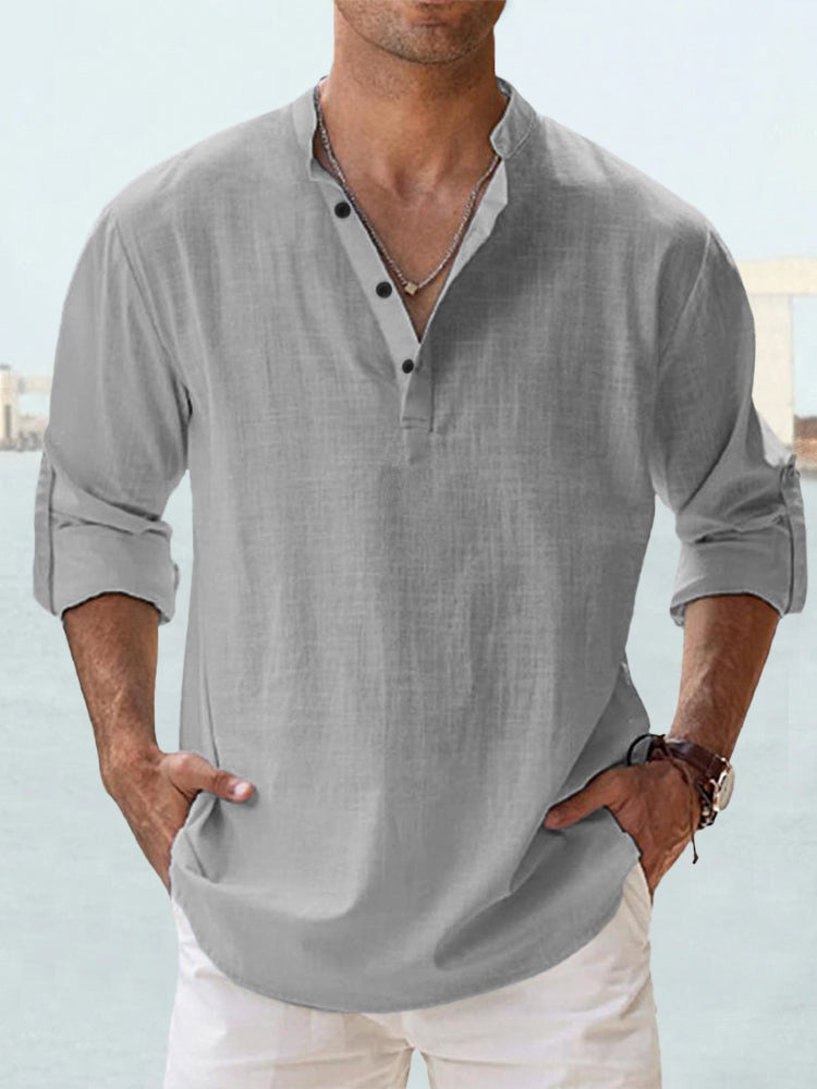 Chemise décontractée à manches longues et boutons pour homme