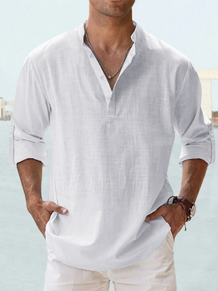 Chemise décontractée à manches longues et boutons pour homme
