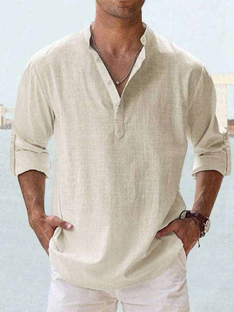 Chemise décontractée à manches longues et boutons pour homme