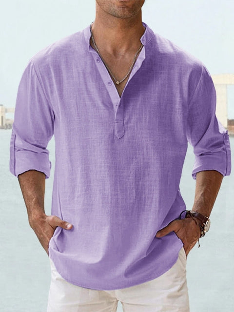 Chemise décontractée à manches longues et boutons pour homme