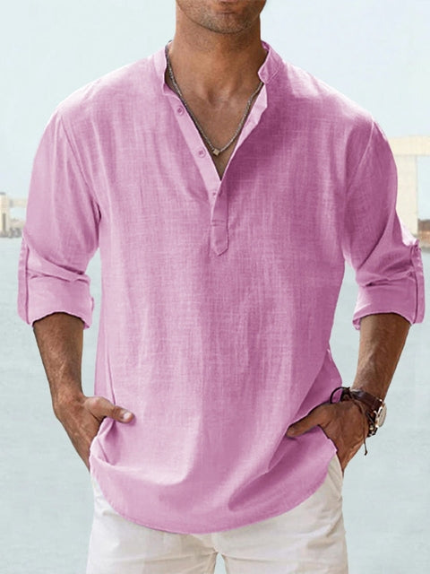 Chemise décontractée à manches longues et boutons pour homme