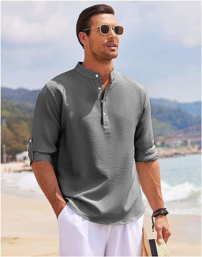 Chemise décontractée pour homme avec col officier