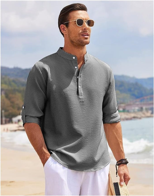 Chemise décontractée pour homme avec col officier