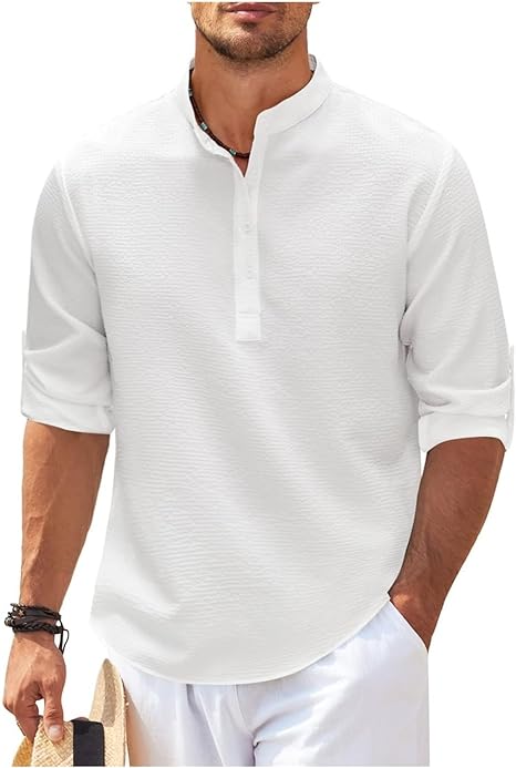 Chemise décontractée pour homme avec col officier
