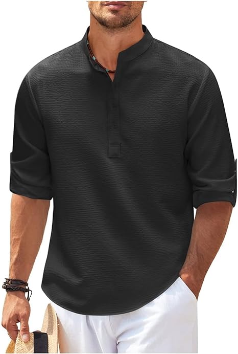 Chemise décontractée pour homme avec col officier