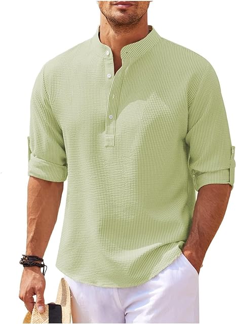 Chemise décontractée pour homme avec col officier