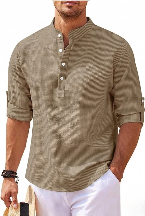 Chemise décontractée pour homme avec col officier