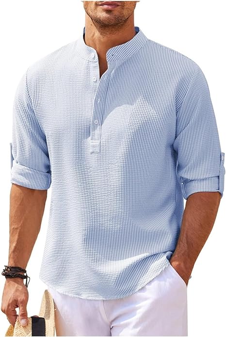 Chemise décontractée pour homme avec col officier
