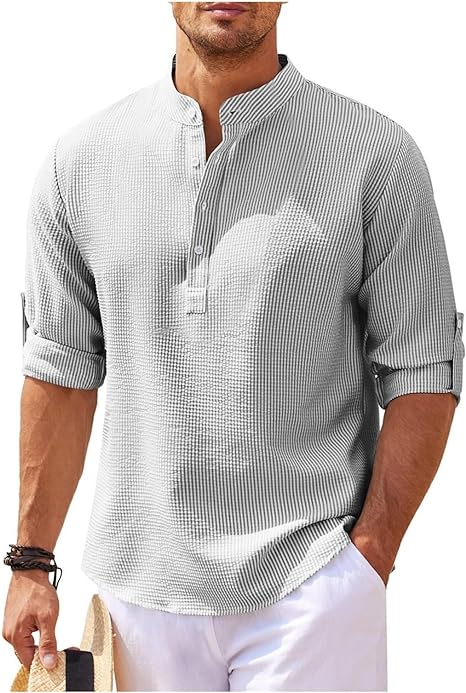 Chemise décontractée pour homme avec col officier