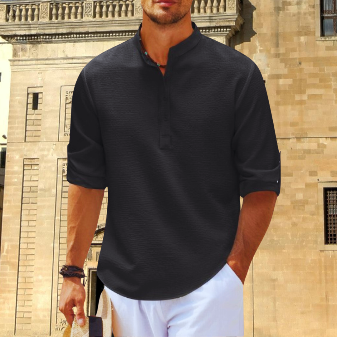 Chemise décontractée pour homme avec manches retroussables