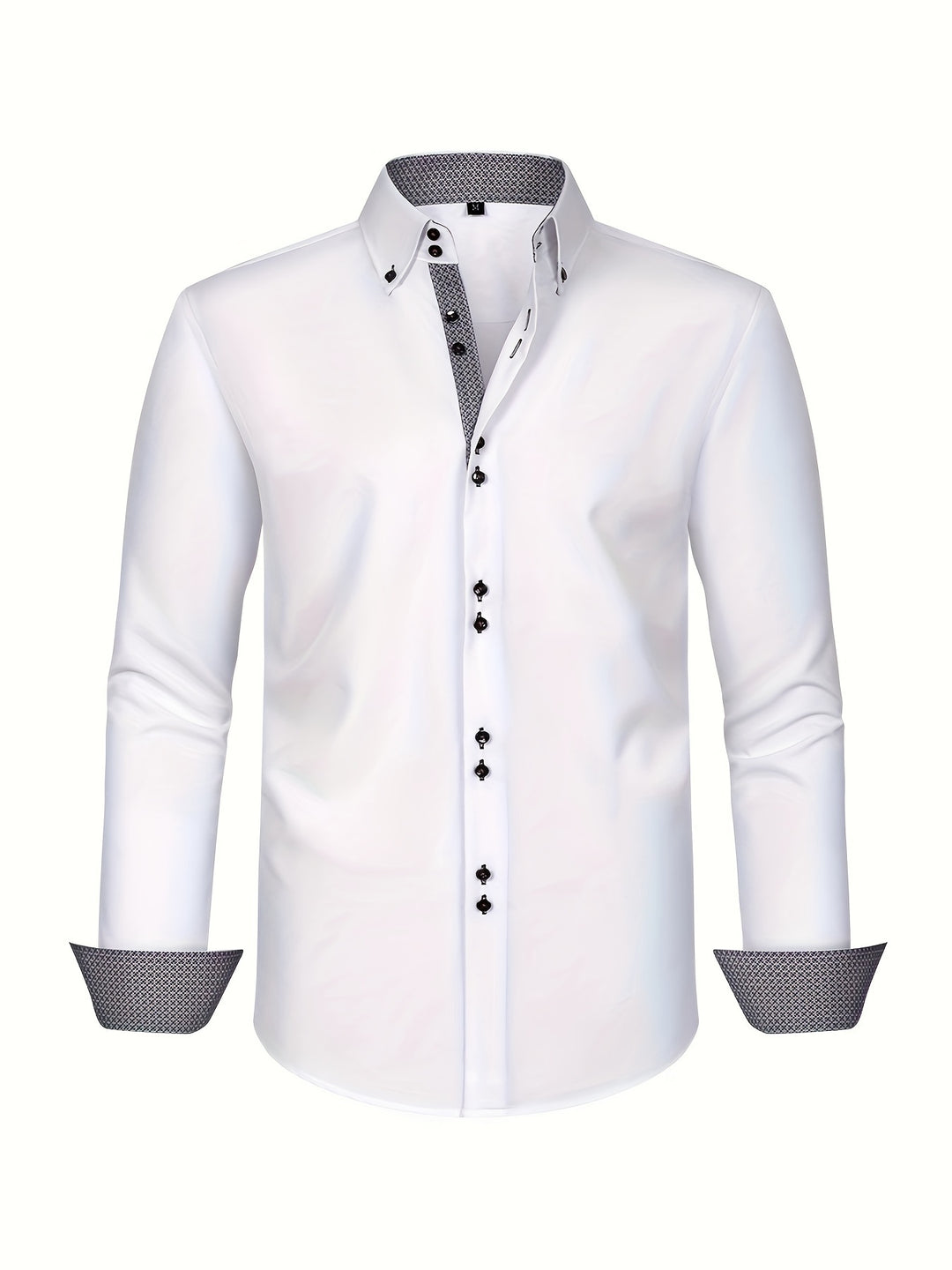 Chemise élégante pour homme à double boutonnage et poignets contrastés