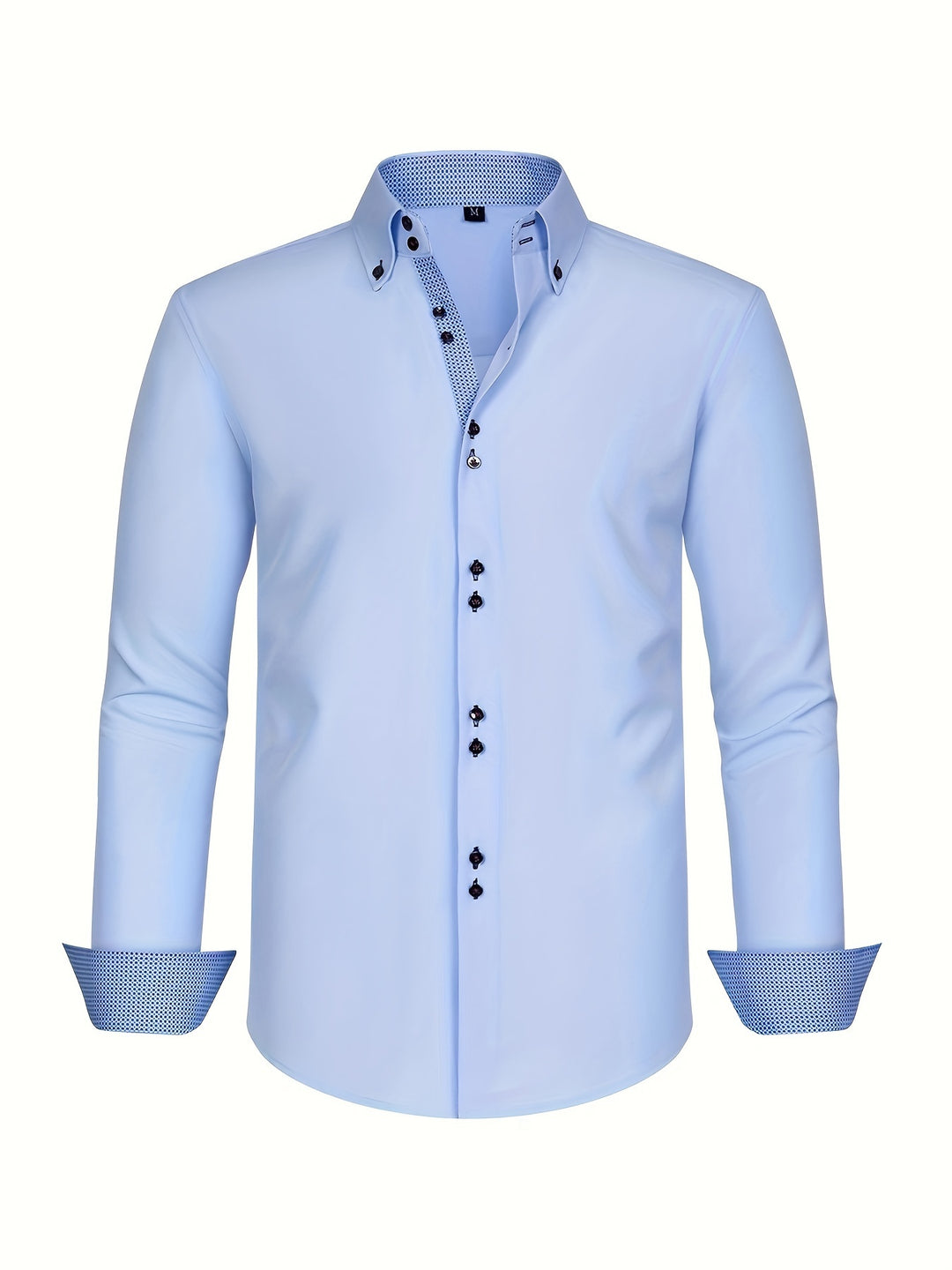 Chemise élégante pour homme à double boutonnage et poignets contrastés