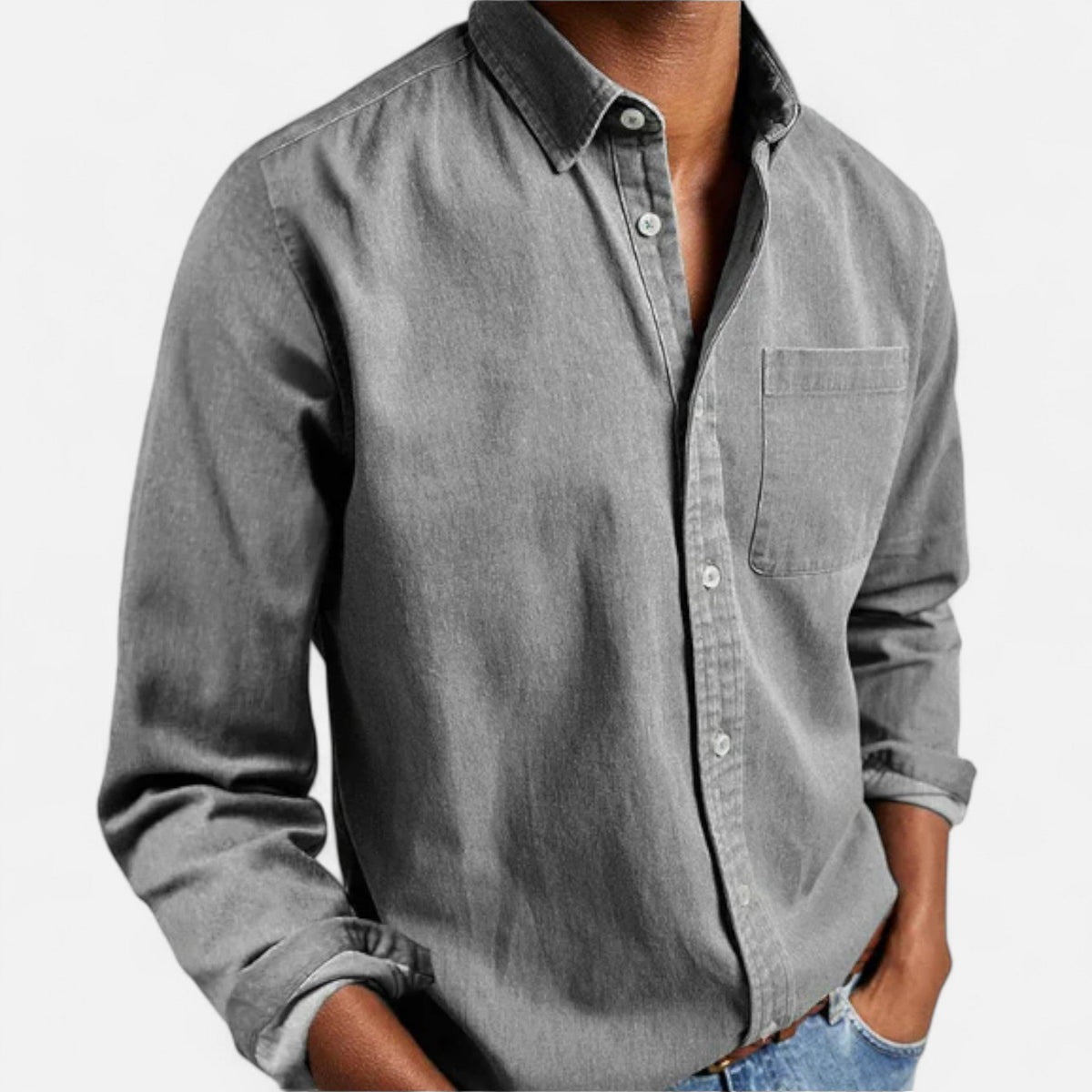 Chemise en jean classique pour homme en coton premium