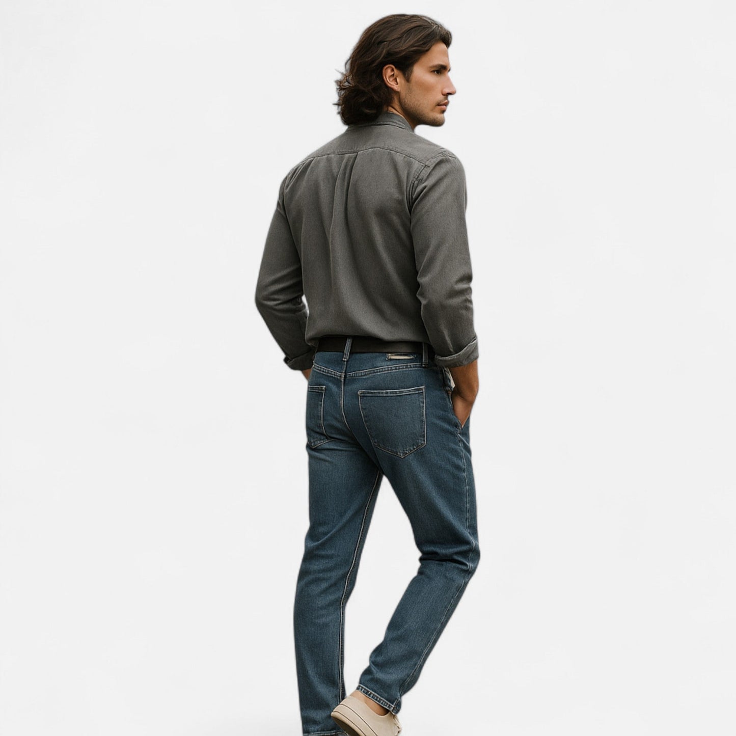 Chemise en jean classique pour homme en coton premium