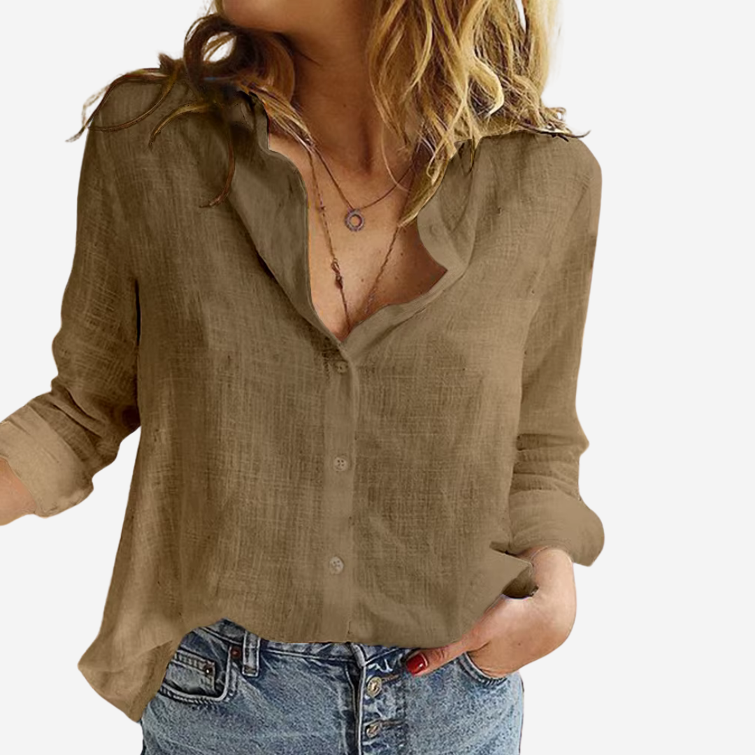 Chemise en lin à boutons coupe ample femme