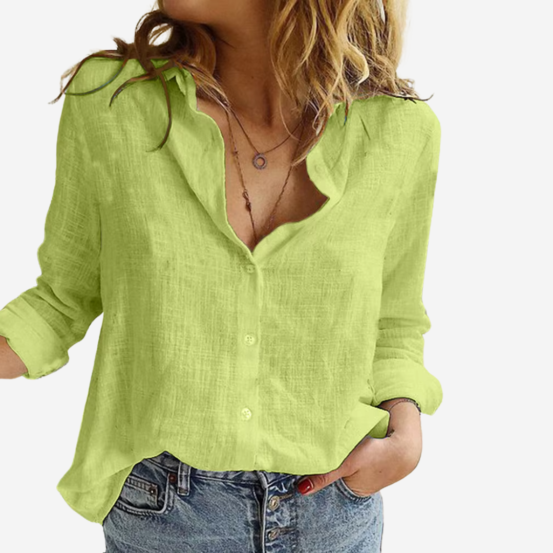 Chemise en lin à boutons coupe ample femme