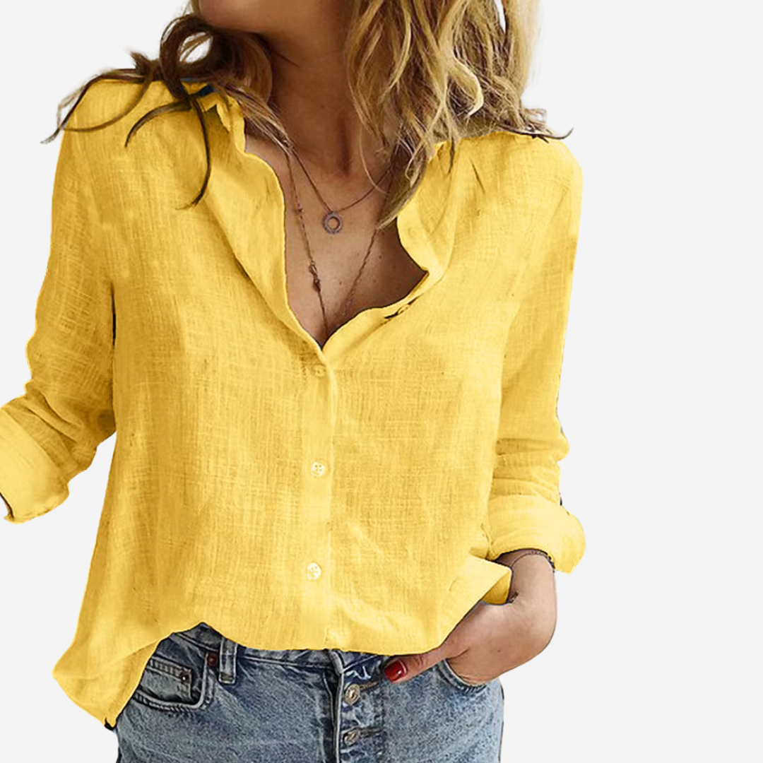 Chemise en lin à boutons coupe ample femme
