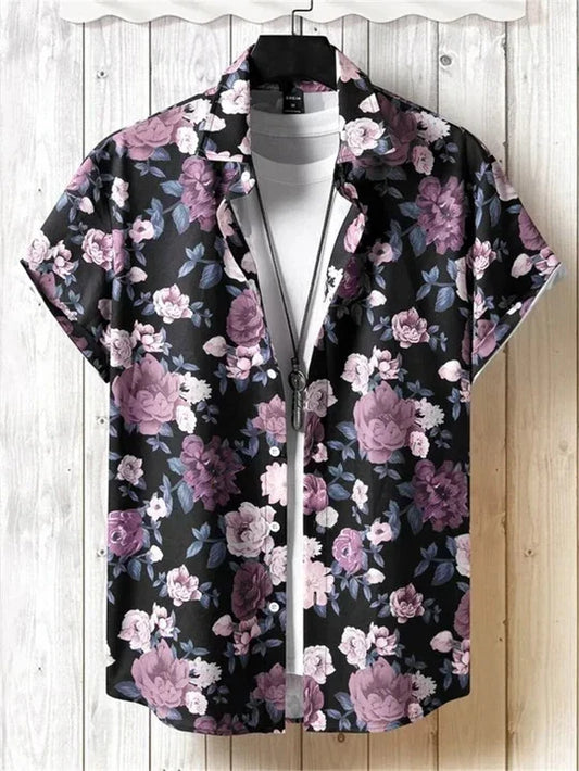 Chemise hawaïenne à motif floral 3D dynamique pour les jours détente