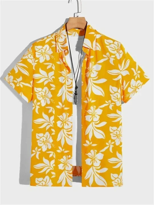 Chemise hawaïenne à motif floral 3D dynamique pour les jours détente
