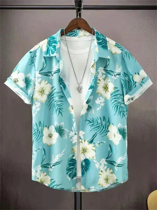 Chemise hawaïenne à motif floral 3D dynamique pour les jours détente