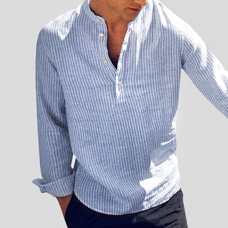 Chemise henley à rayures et manches longues pour homme