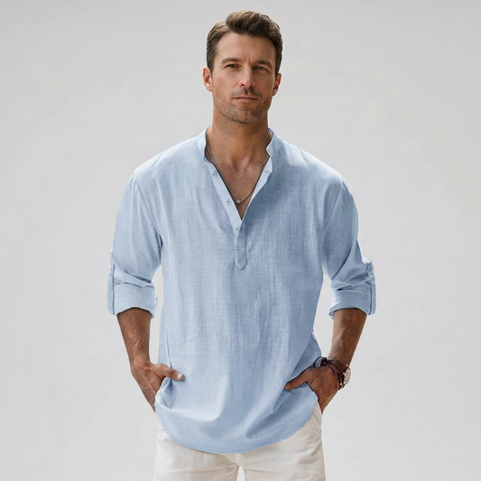 Chemise henley pour homme avec patte de boutonnage au col