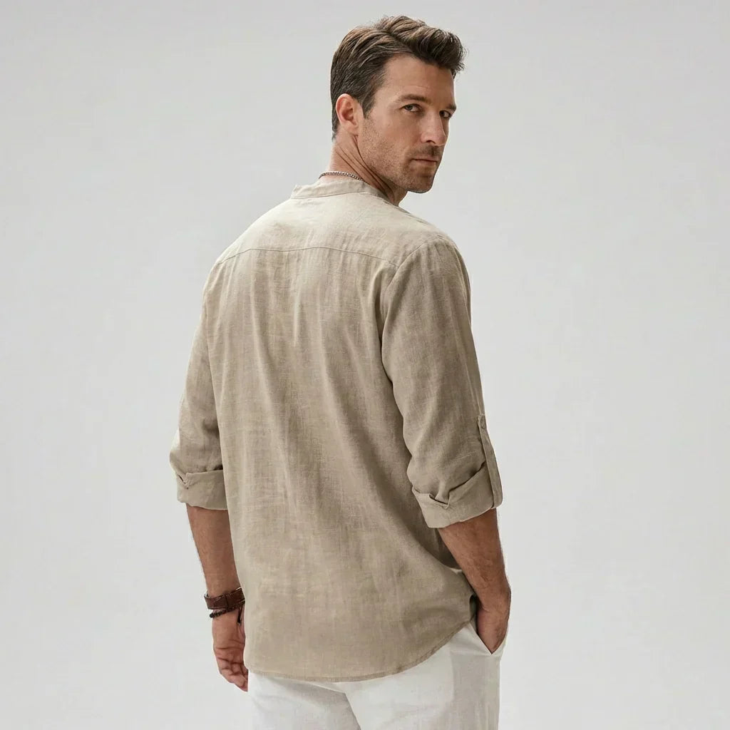 Chemise henley pour homme avec patte de boutonnage au col