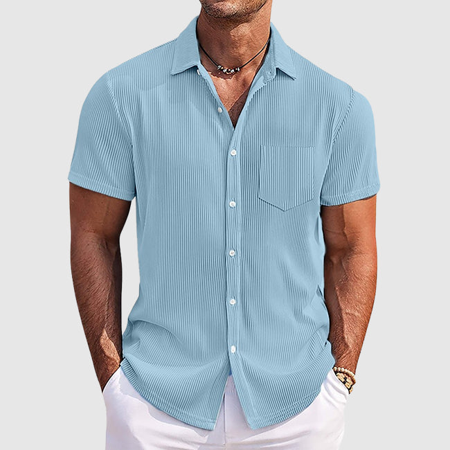 Chemise homme à manches courtes et col à revers