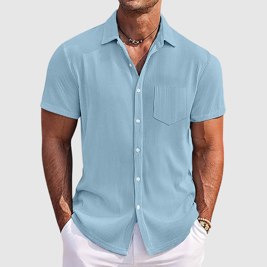 Chemise homme à manches courtes et col à revers