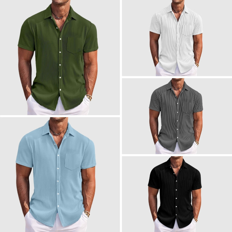 Chemise homme à manches courtes et col à revers