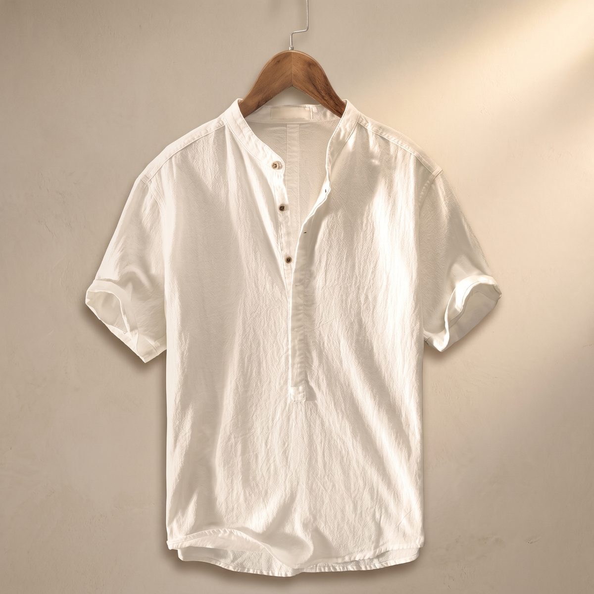 Chemise homme en mélange lin et coton, légère, respirante et décontractée
