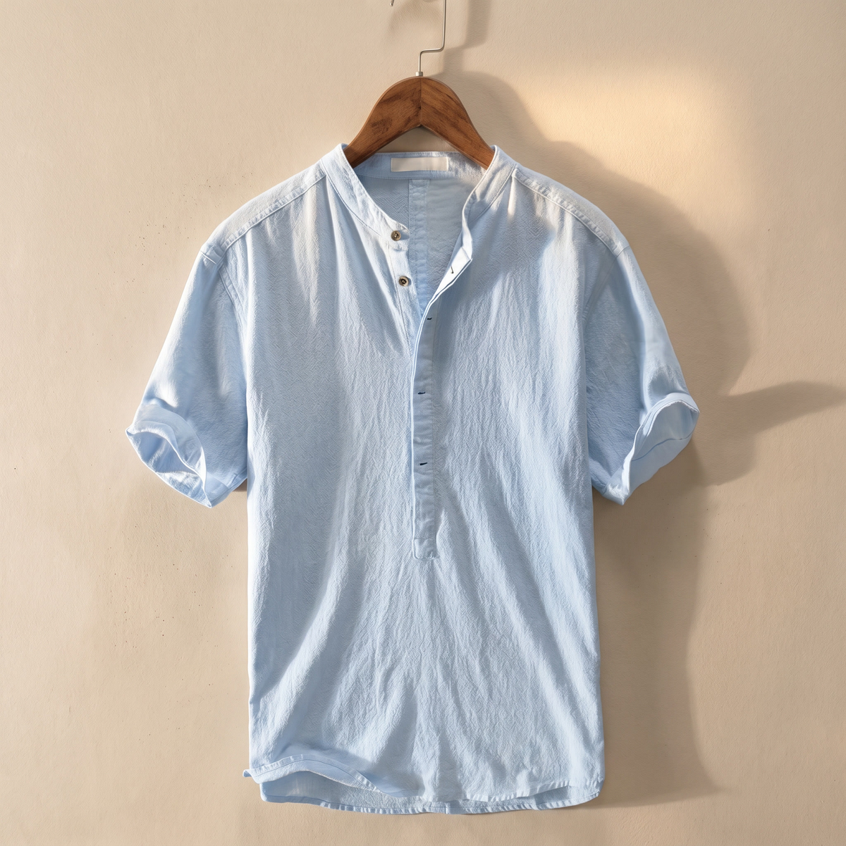Chemise homme en mélange lin et coton, légère, respirante et décontractée