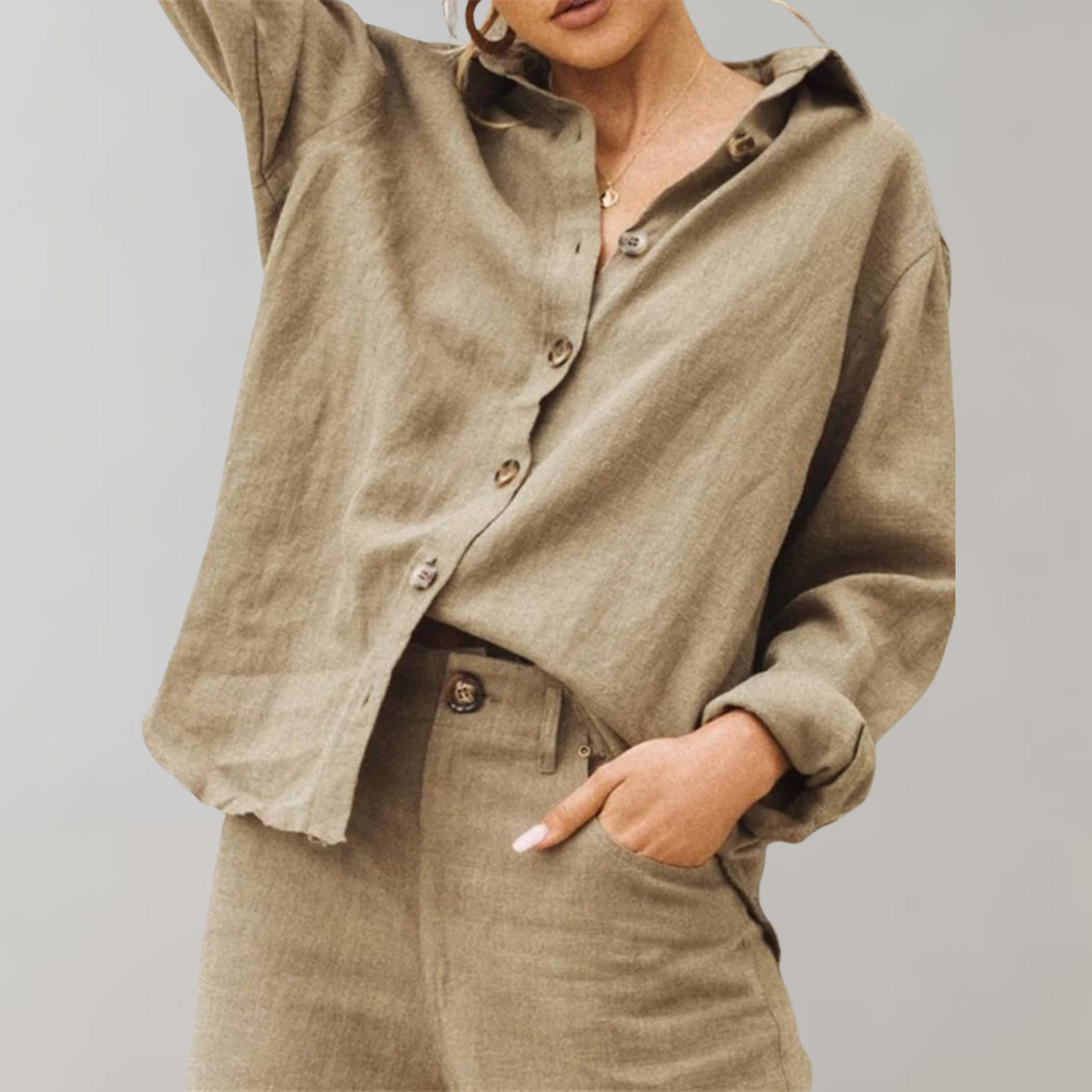 Chemise légère coupe décontractée en mélange de lin et coton