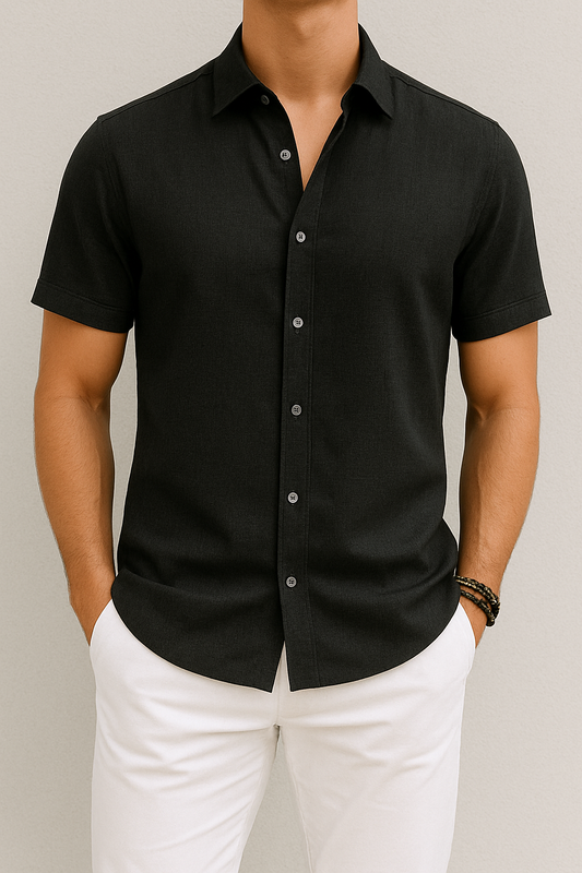 Chemise lin manches courtes homme