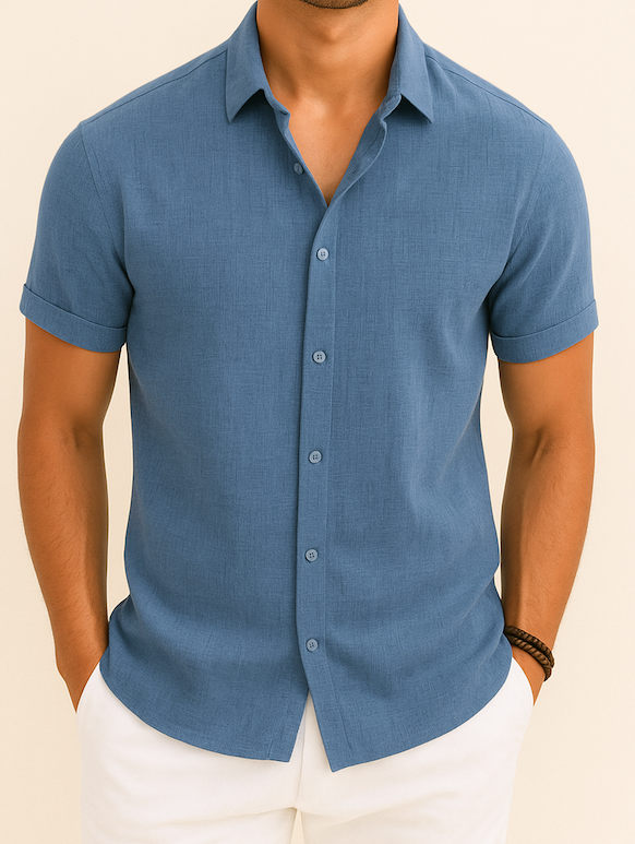 Chemise lin manches courtes homme