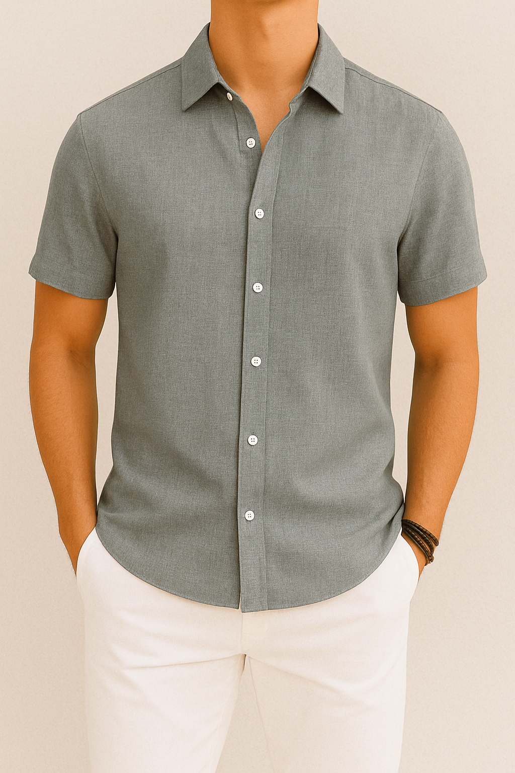 Chemise lin manches courtes homme
