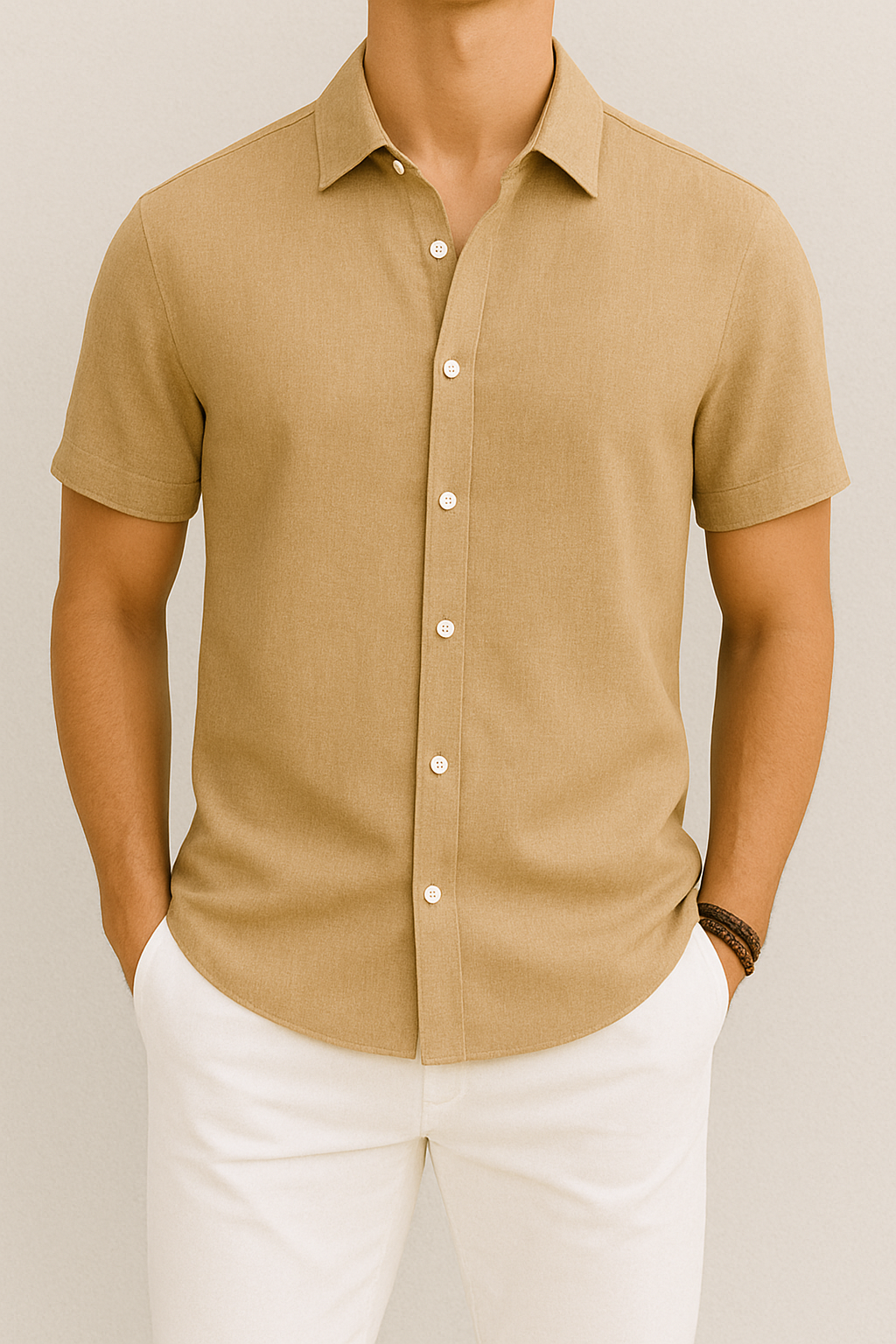 Chemise lin manches courtes homme