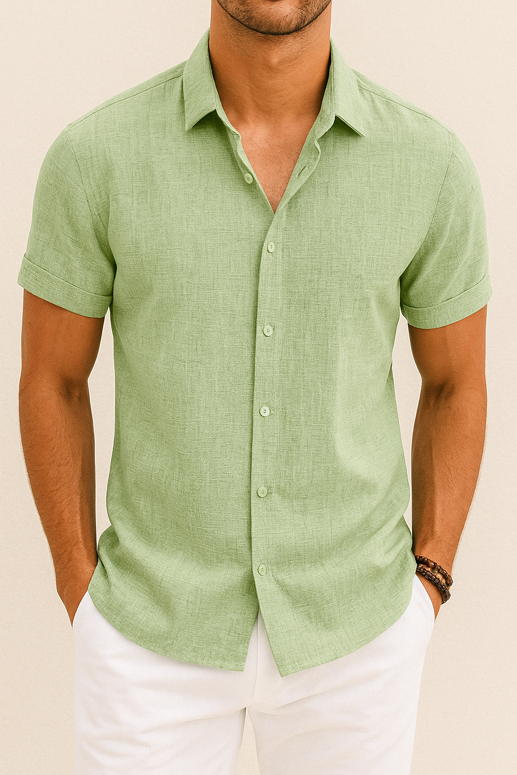 Chemise lin manches courtes homme