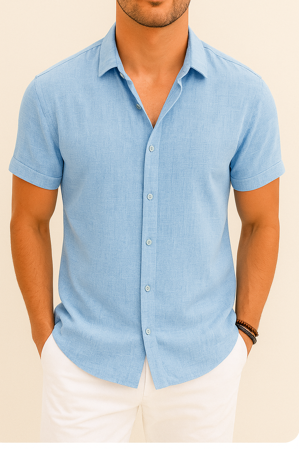 Chemise lin manches courtes homme