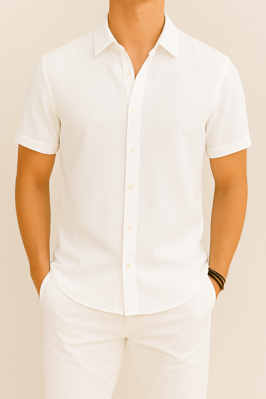 Chemise lin manches courtes homme