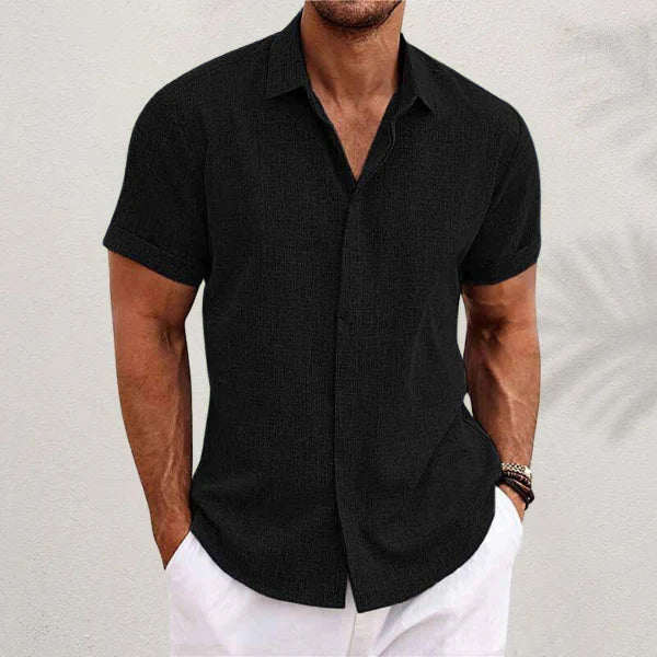 Chemise manches courtes en mélange lin homme