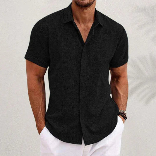 Chemise manches courtes en mélange lin homme