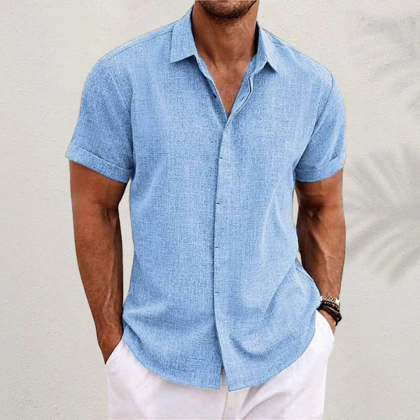 Chemise manches courtes en mélange lin homme