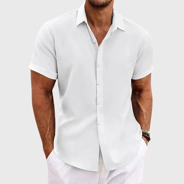 Chemise manches courtes en mélange lin homme