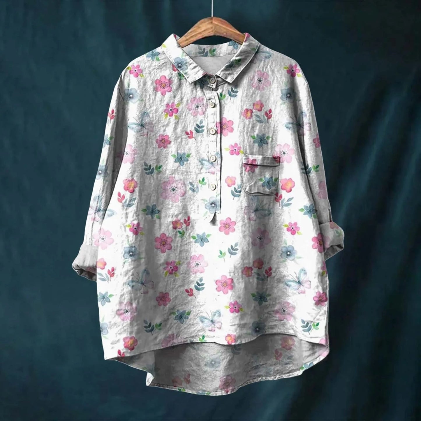 Chemise oversize pour femme avec patte de boutonnage