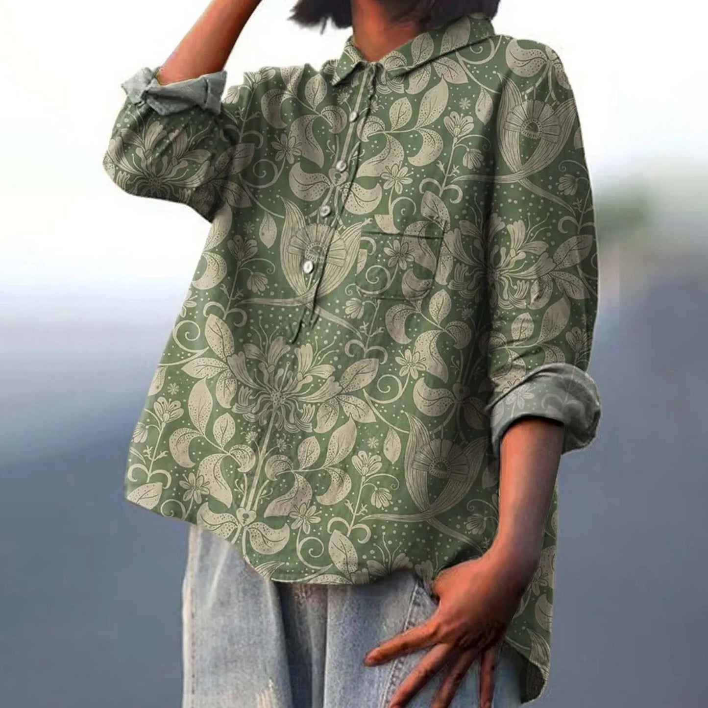 Chemise oversize pour femme avec patte de boutonnage