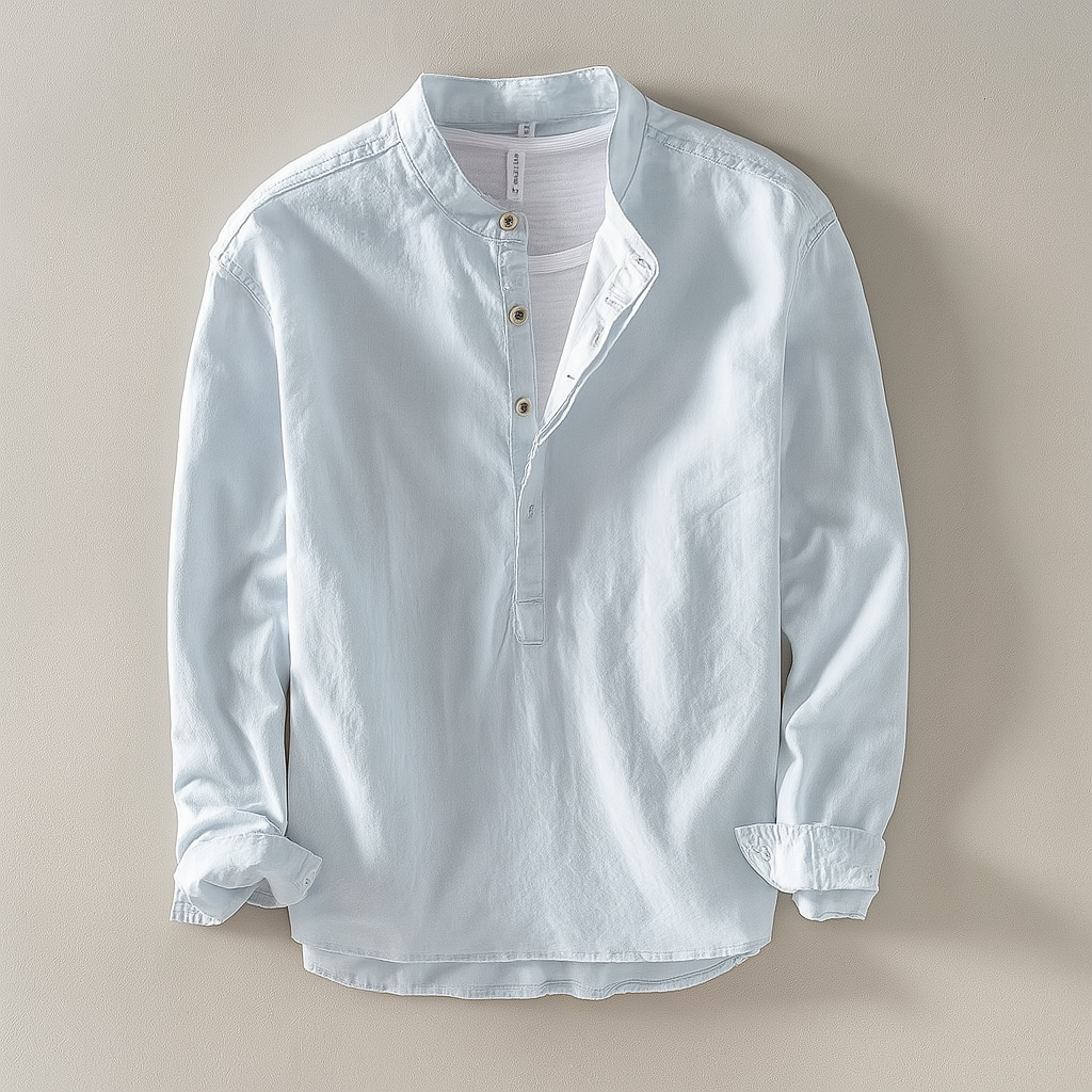 Chemise pour homme à manches longues et col officier