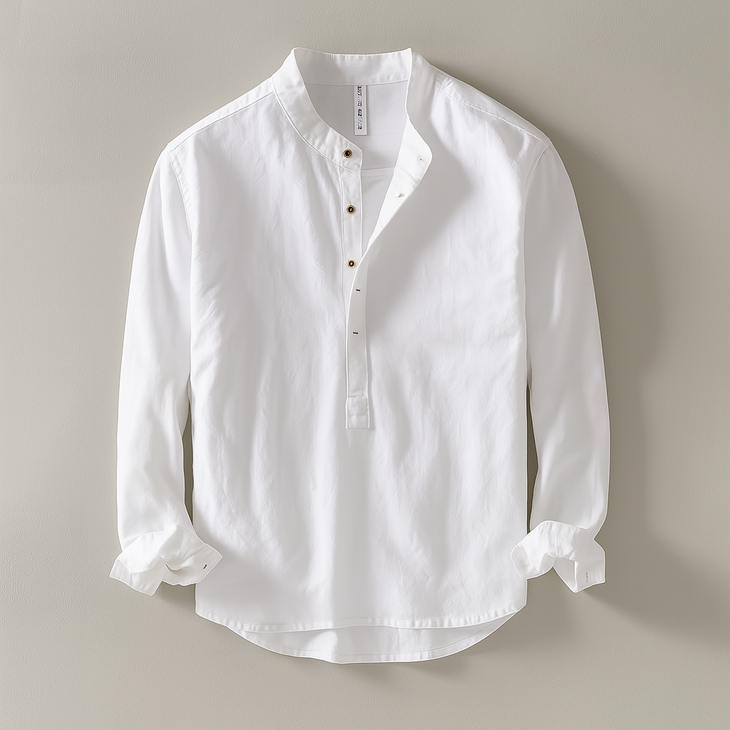 Chemise pour homme à manches longues et col officier