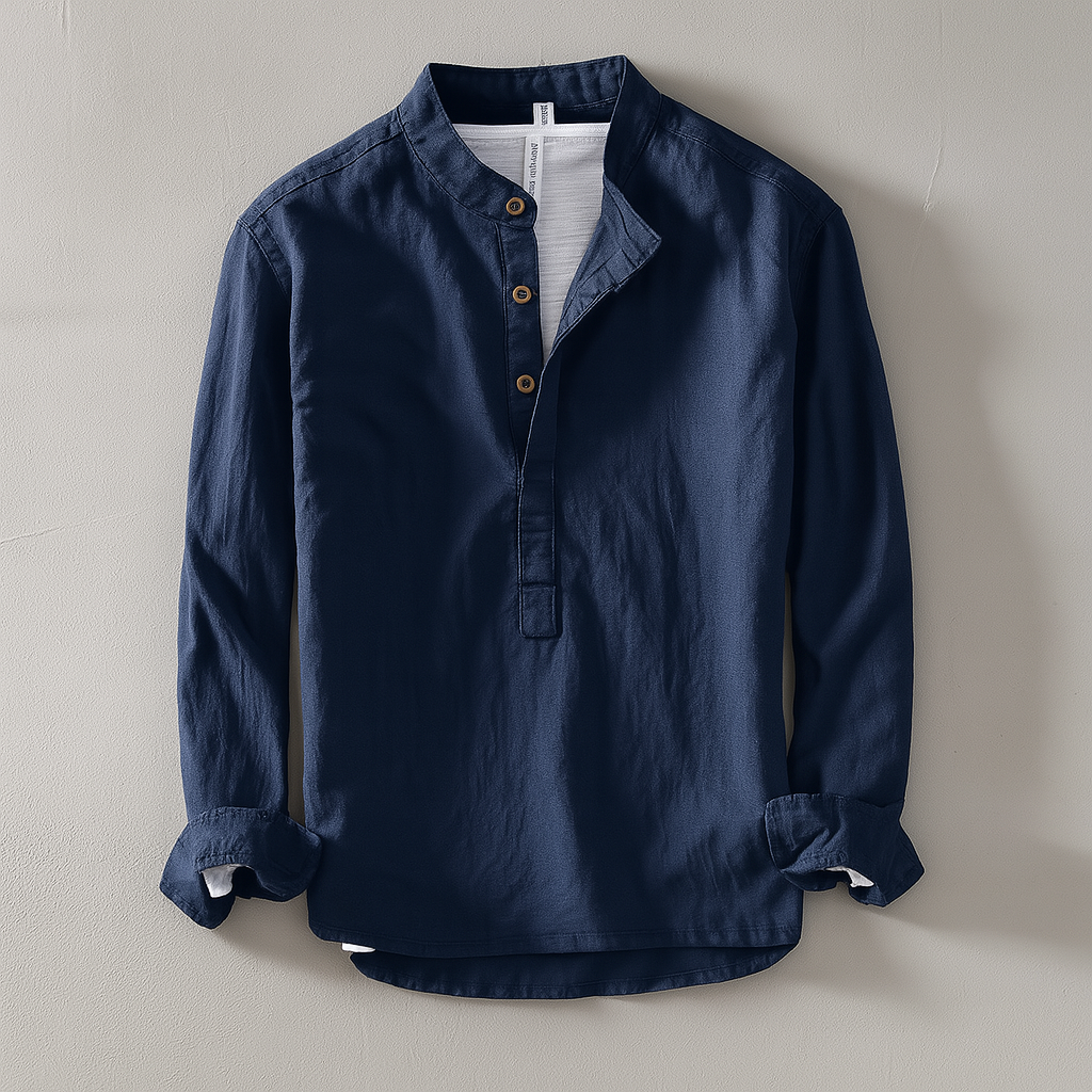 Chemise pour homme à manches longues et col officier